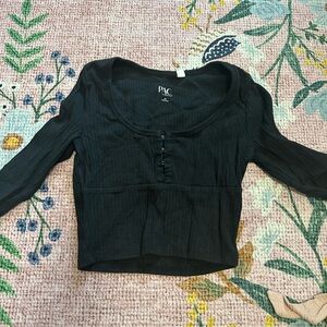 PacSun Black Ribbed Blouse